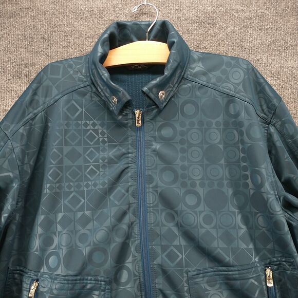 Sean John Men's Full Zip Bomber Jacket Blue XXL 2XL Geometric Zip Sleeve - Picture 3 of 16